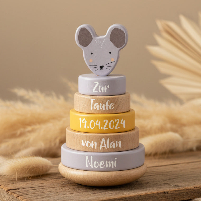 Wooden Stacking Tower - Mrs. Mouse - For Baptism | Trixie