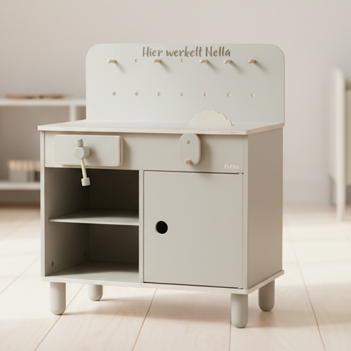 Workbench wood Play natural grey I Flexa by Schmatzepuffer® customizable