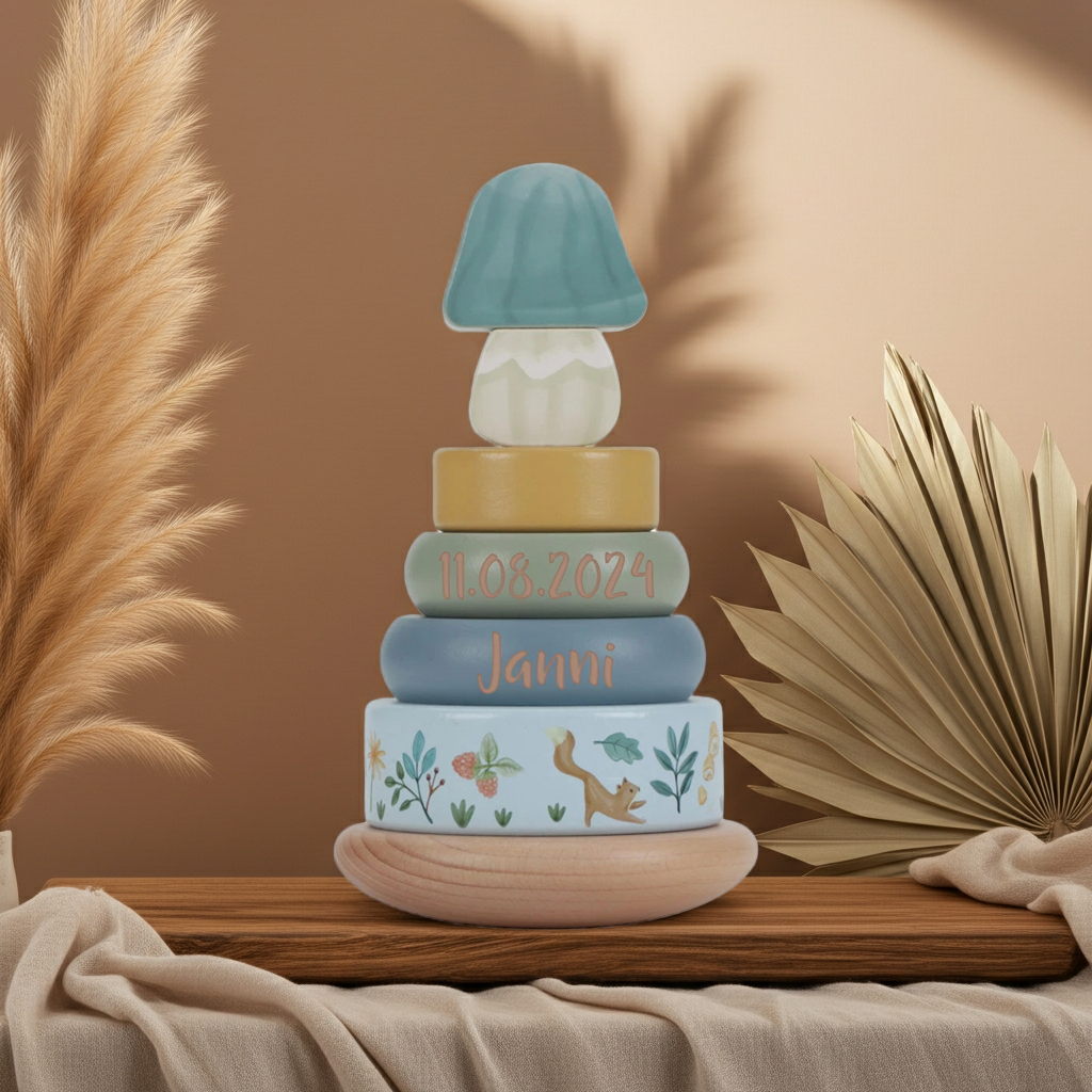 Wooden stacking tower Forest Friends "For birth"