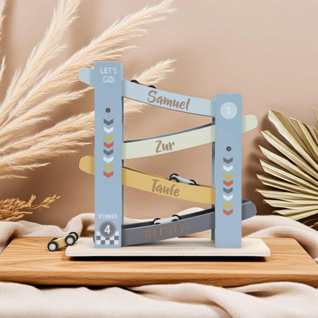 Marble run "For the christening" Ocean wood, blue