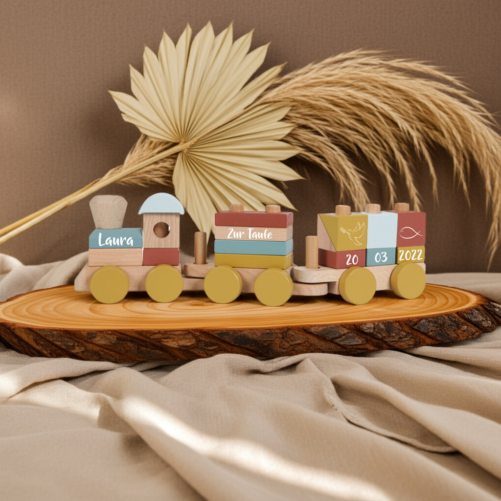 Holz-Zug Pure & Nature - Zur Taufe - bedruckt | Little Dutch