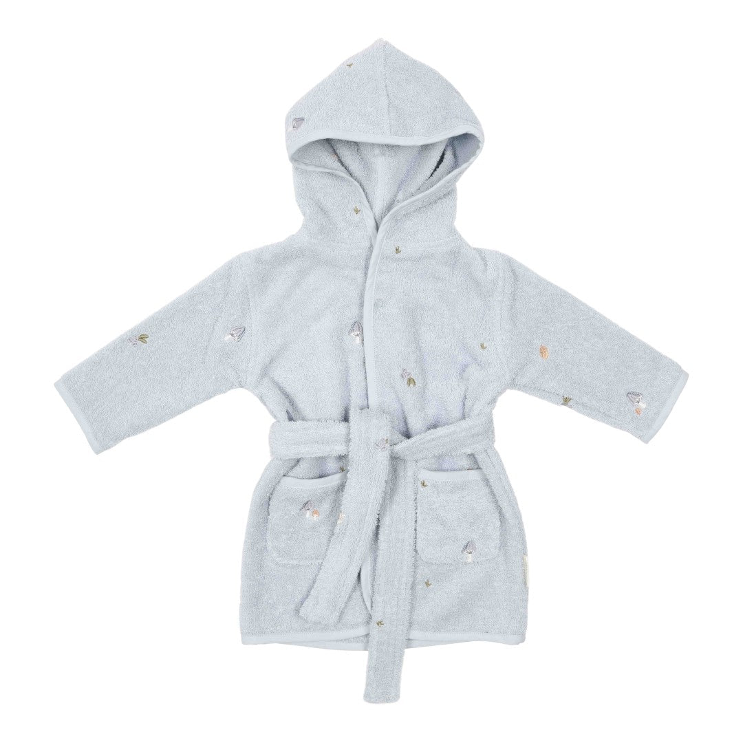 Embroidered Baby Bathrobe Blue | Little Dutch