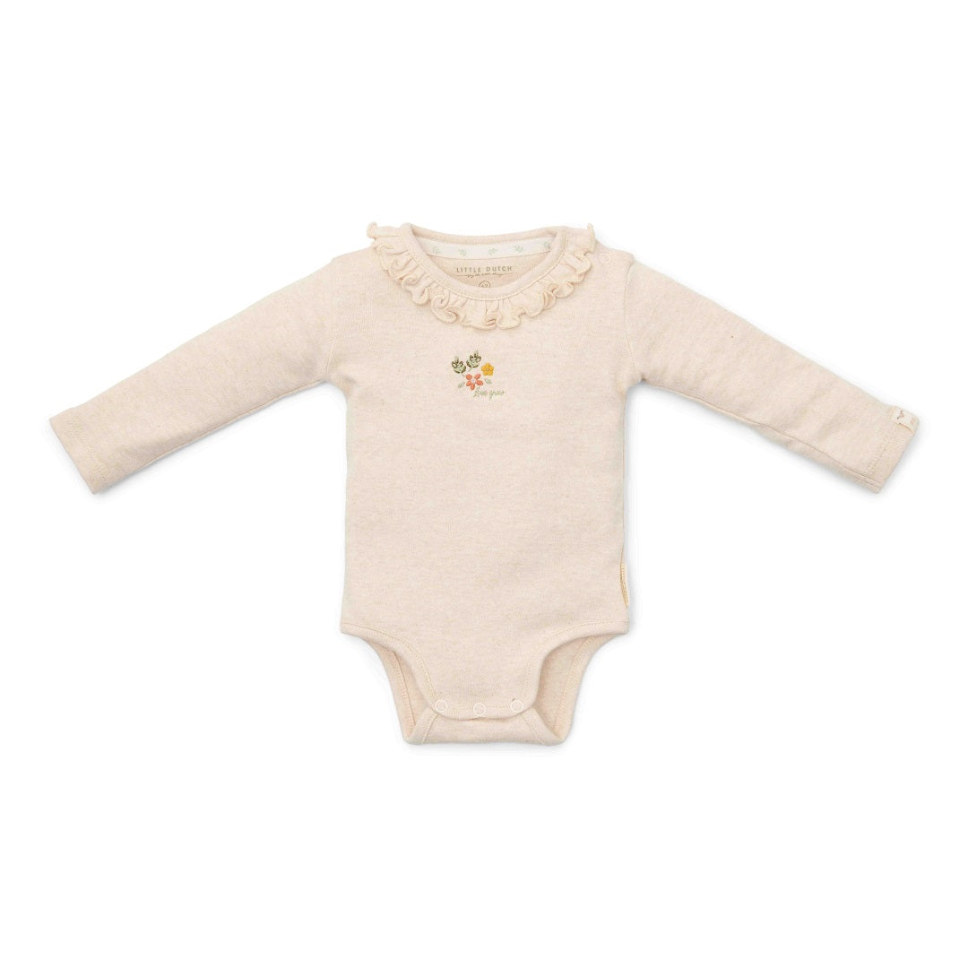 Long-sleeved bodysuit sand melange - Little Farm | Little Dutch