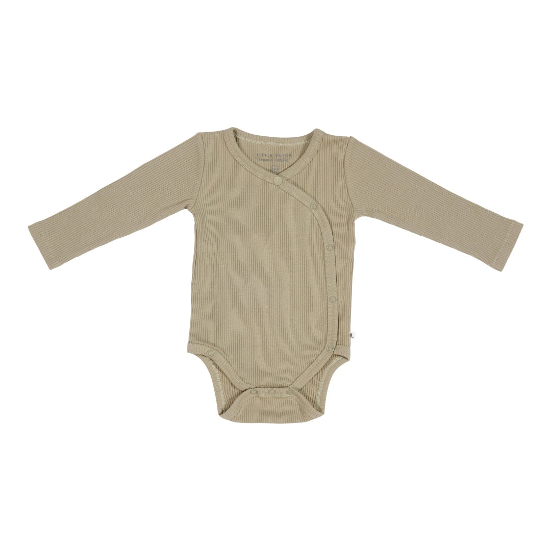 Long-sleeved wrap bodysuit olive | Little Dutch