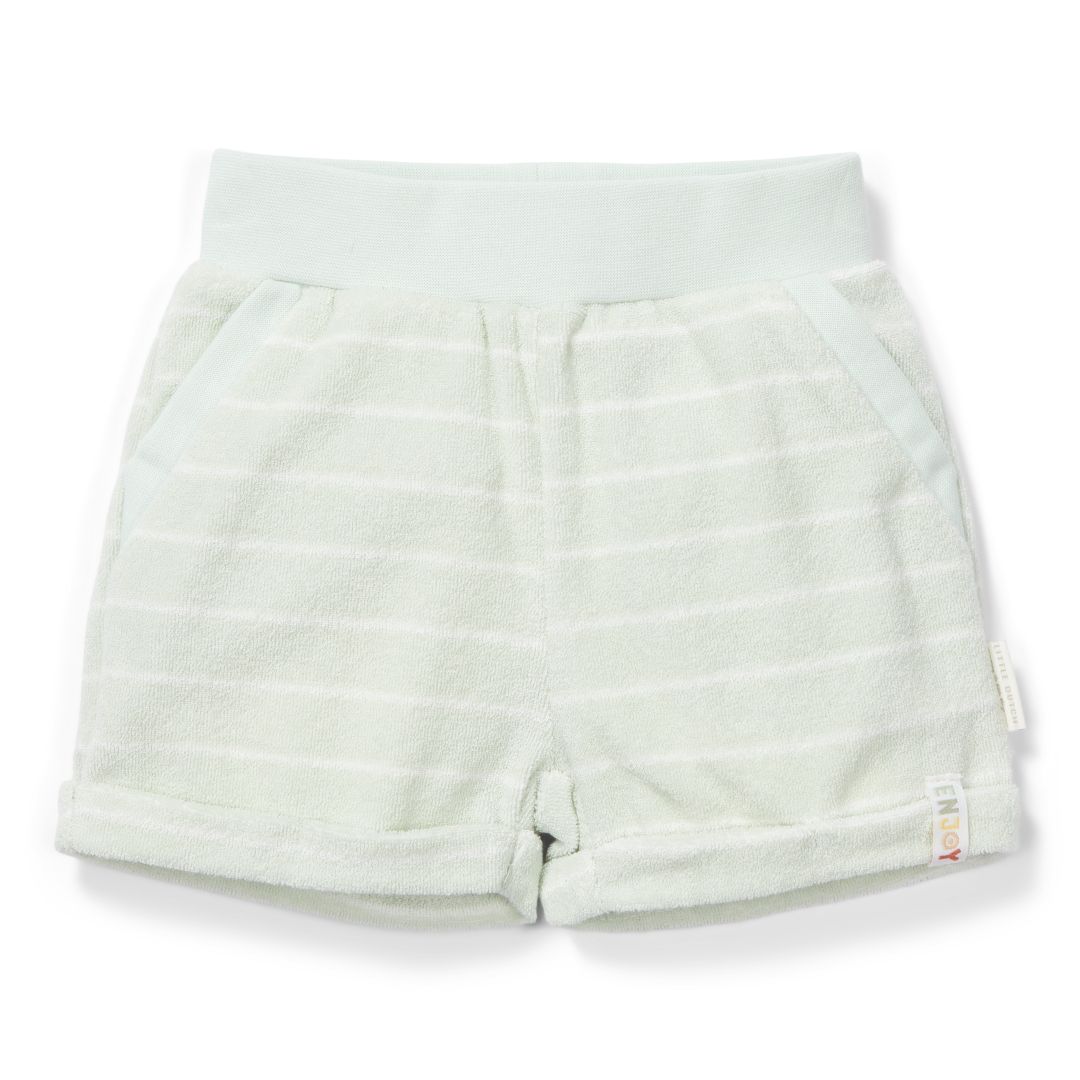 Terry cloth shorts Farm Green Stripes | Little Dutch