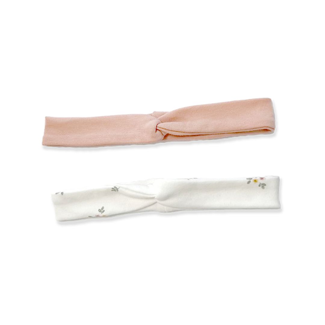 Baby headbands, set of 2, white/pink, size 1 | Little Dutch