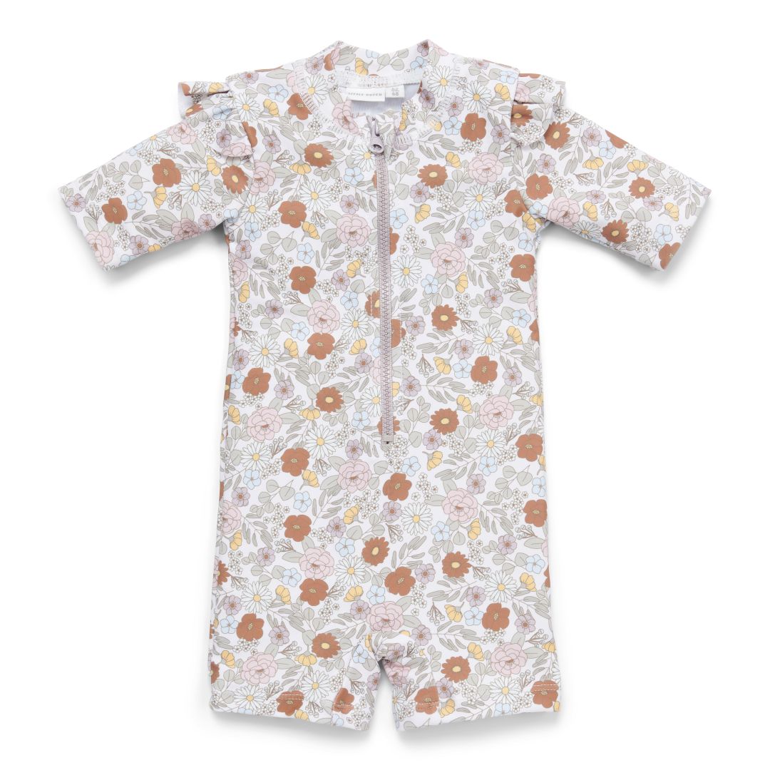 Swimsuit short-sleeved ruffles vintage Little Flowers | Little Dutch