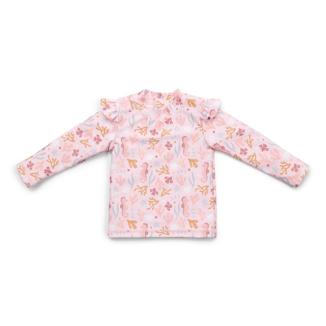 Bathing T-shirt long sleeve ruches Ocean Dreams Pink | Little Dutch