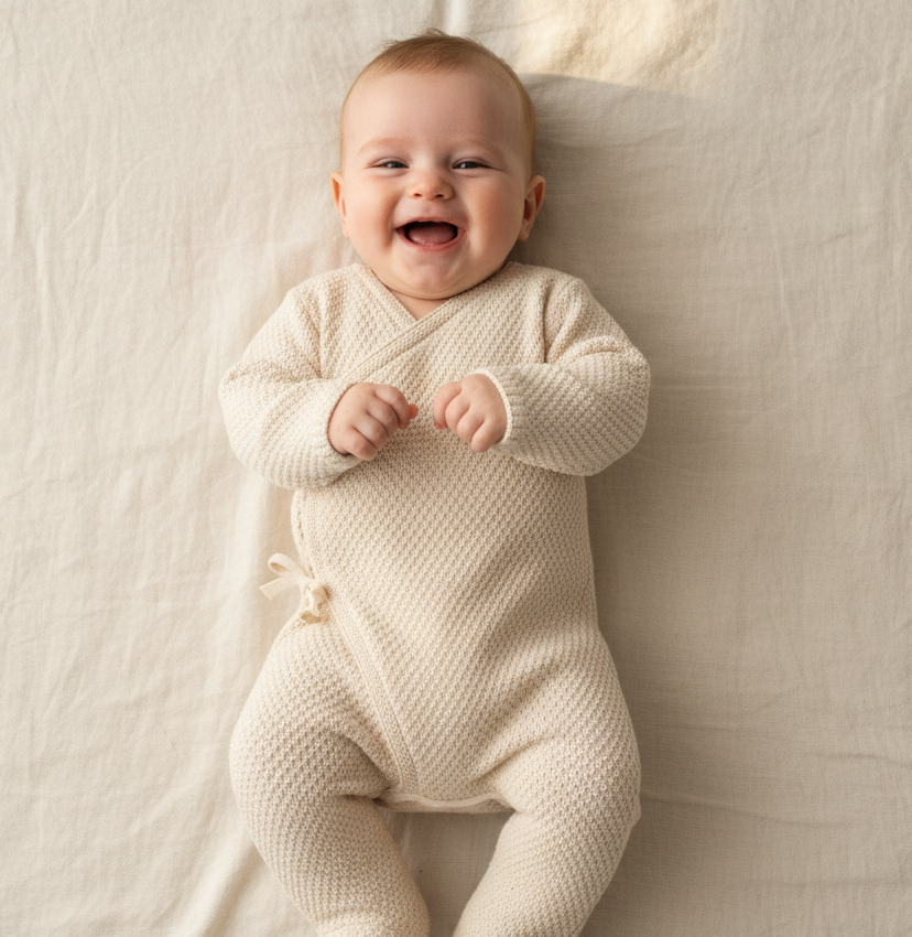 Knitted Wrap Romper Sand | Little Dutch