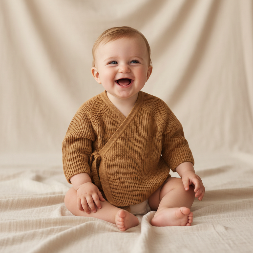 Essential Almond Wrap Cardigan | Little Dutch