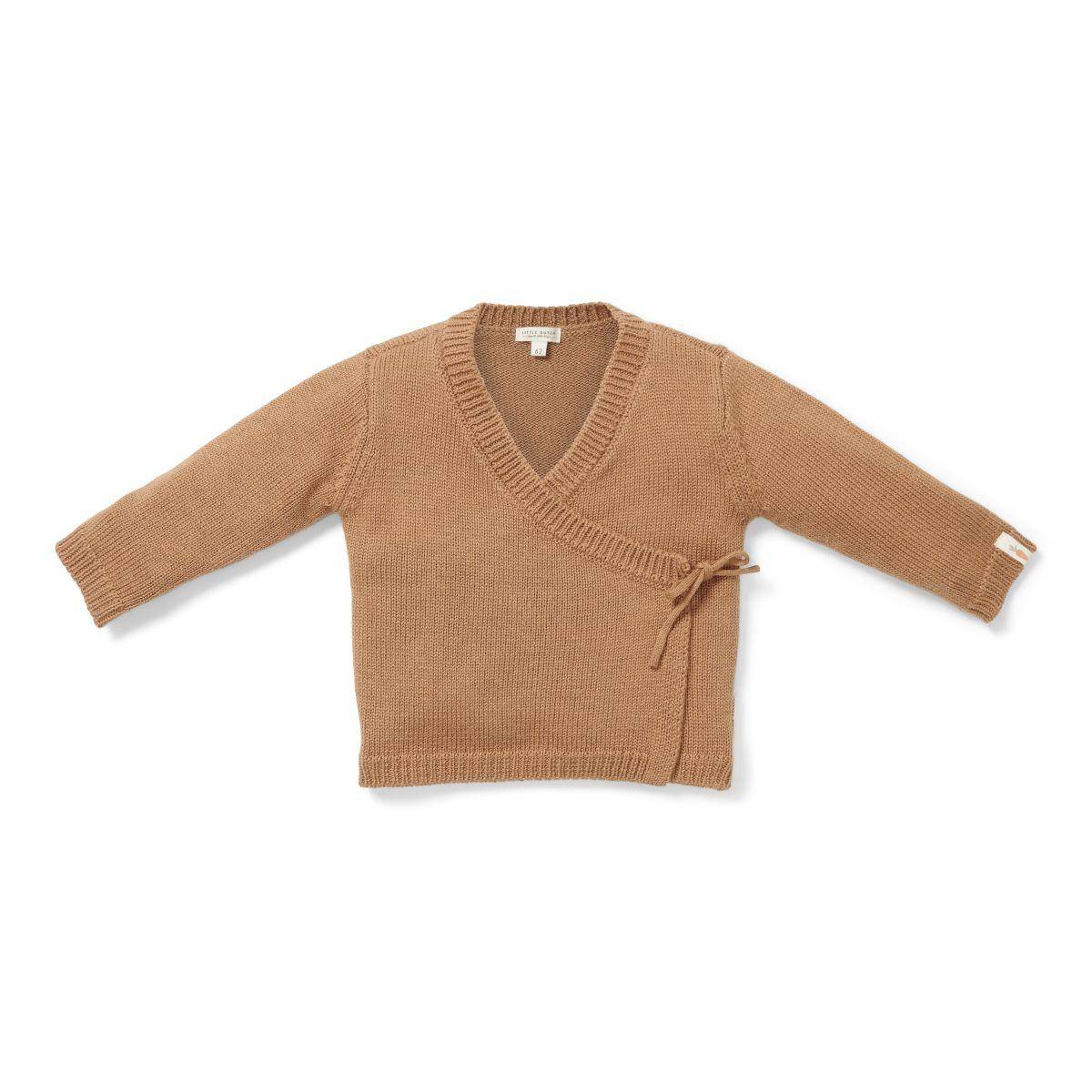 Knitted wrap jacket, brown | Little Dutch