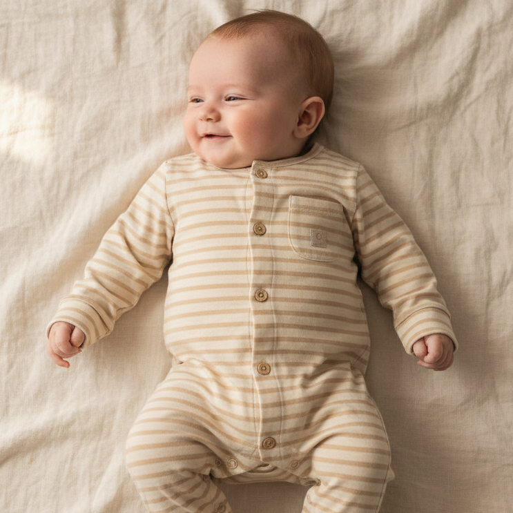 One-piece pajamas Natural Stripes - Nightwear | Little Dutch
