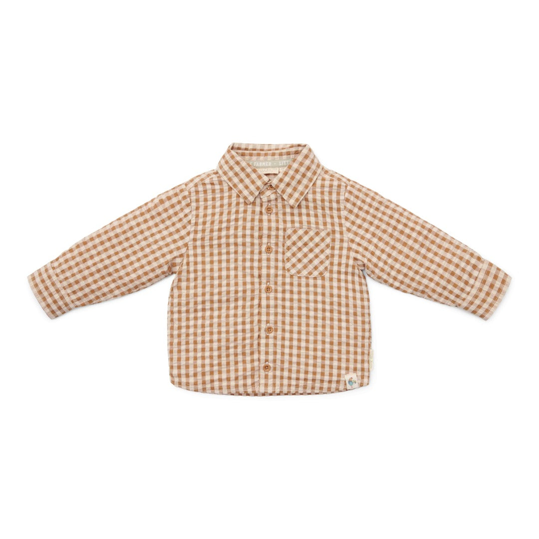 Brown check blouse for boys | Little Dutch