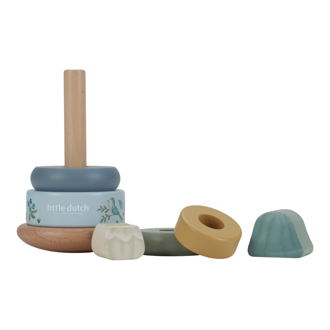 Wooden stacking tower with rings Forest Friends "For Baptism"
