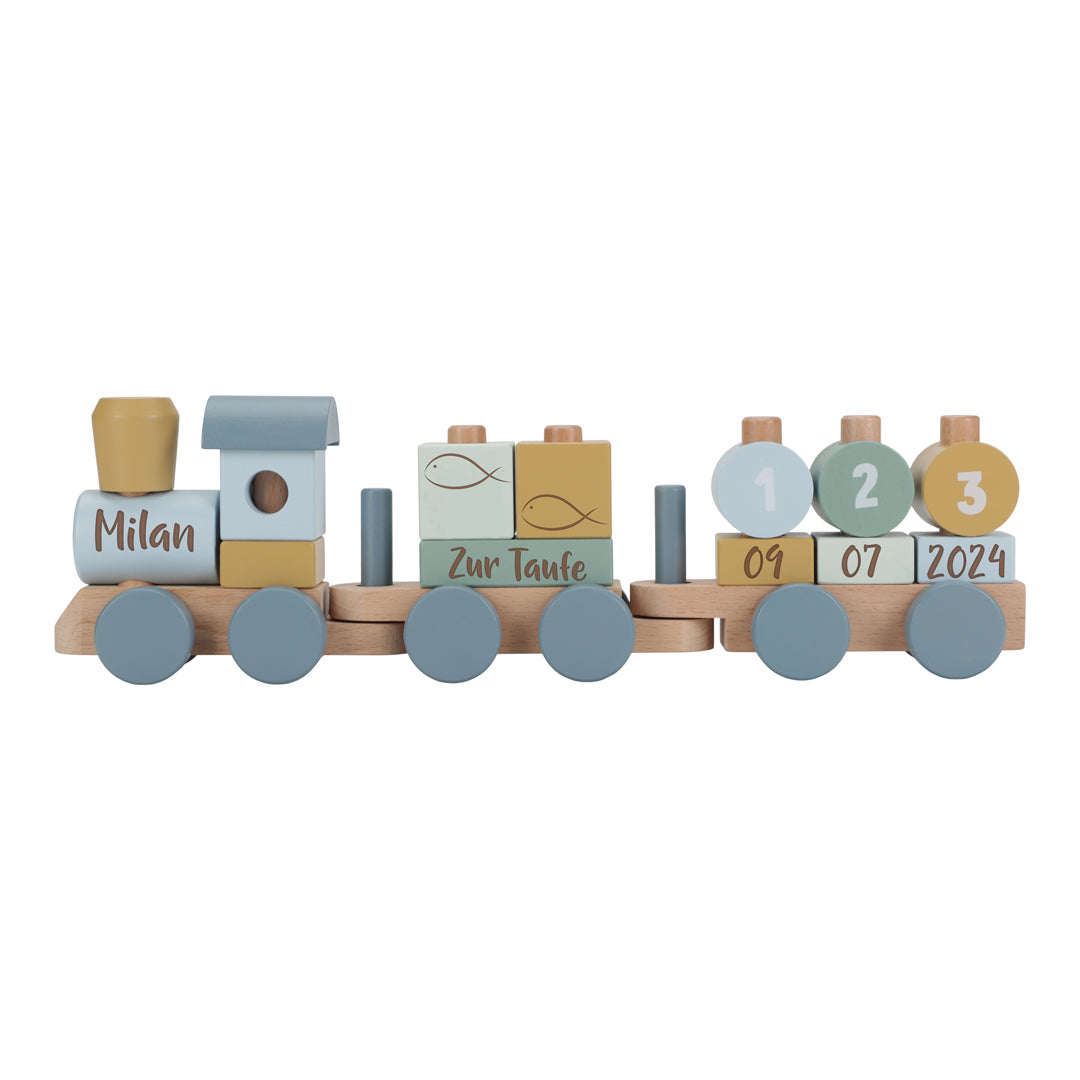 Wooden train Forest Friends "For the christening"