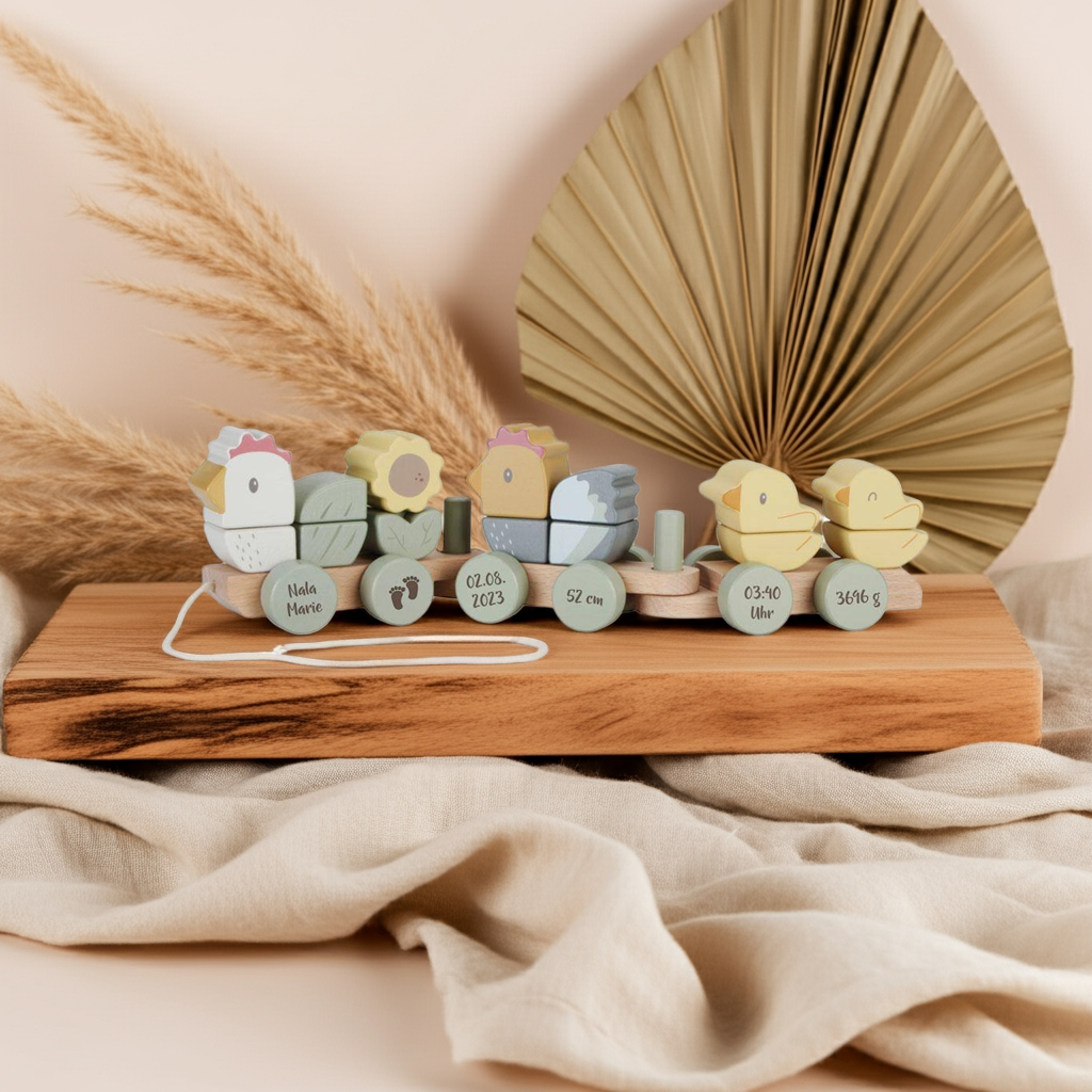 Wooden Train Chicken Little Farm "For Birth"