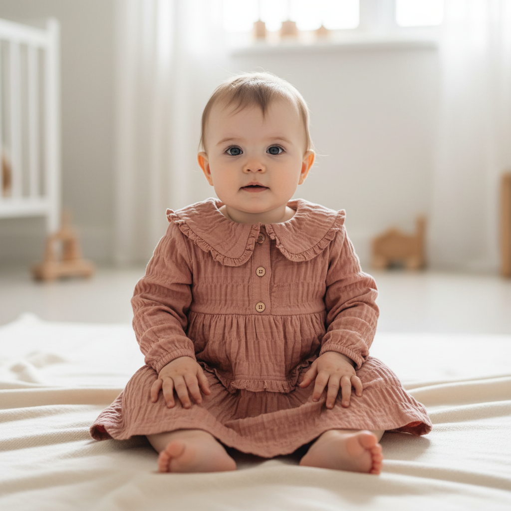 Long-sleeved dress rose pink | Little Dutch