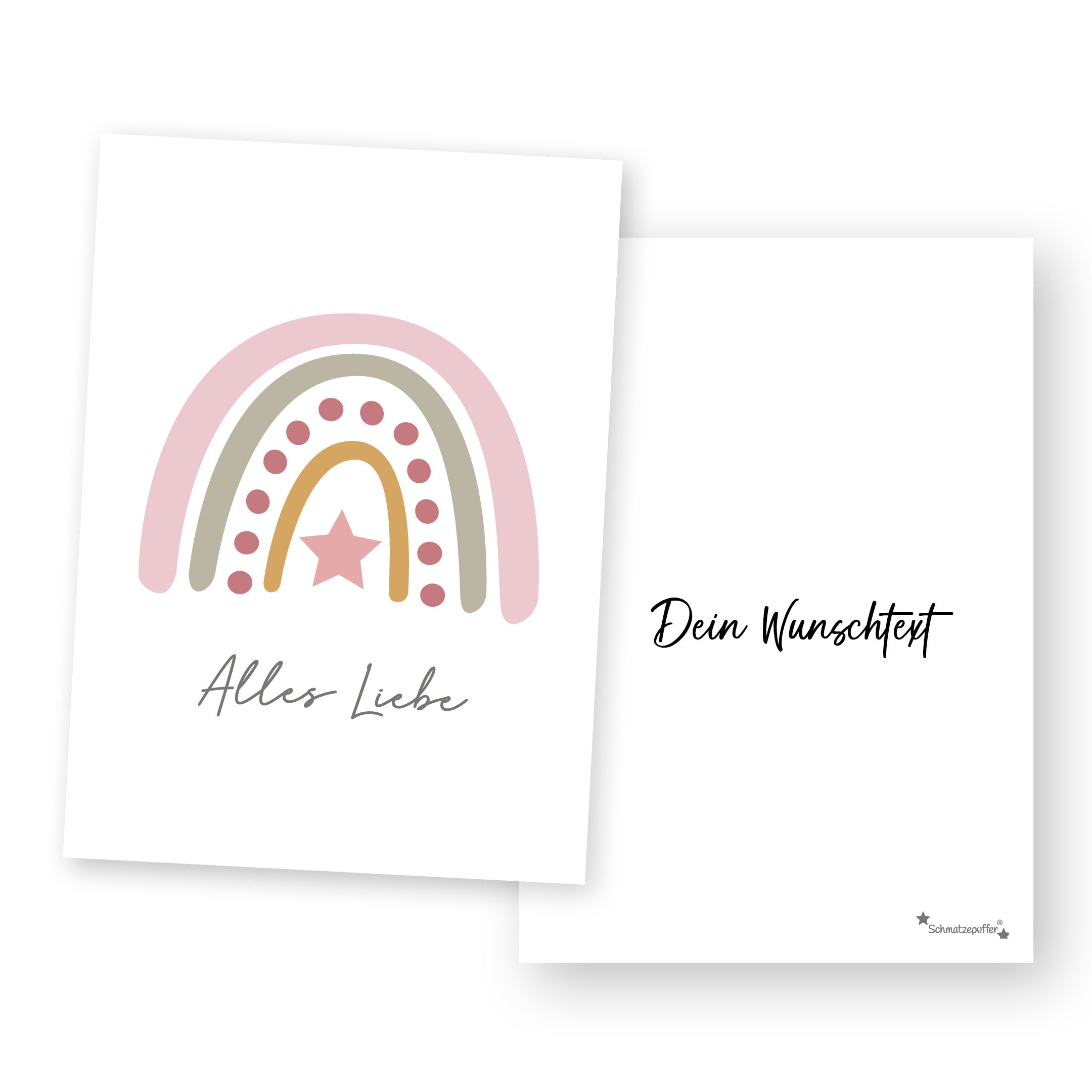 Personalized greeting card in pink - All my love | Smoochies