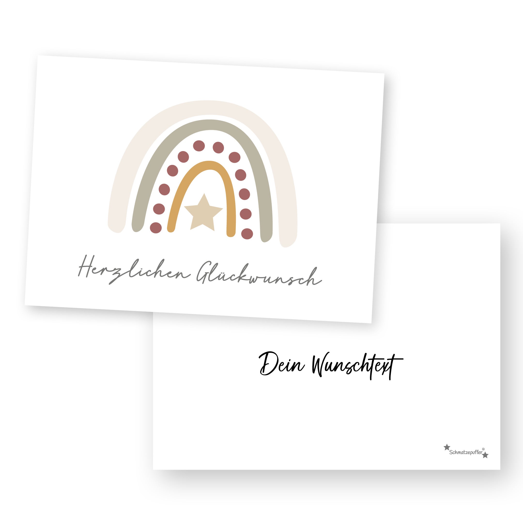 Personalized greeting card, beige - Congratulations | Smooch puff