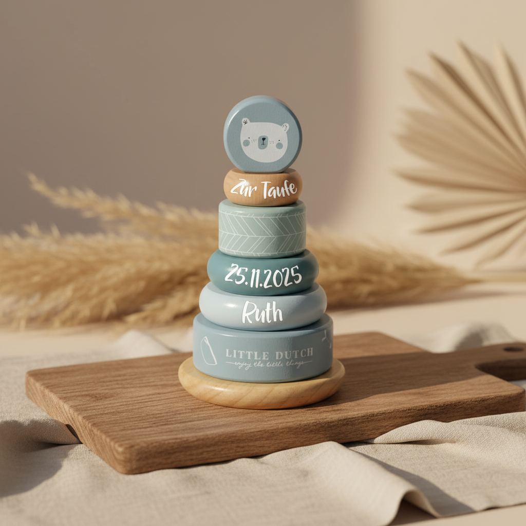 Adventure blue stacking tower - "For the christening"
