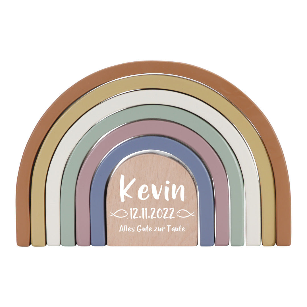 Stackable Rainbow Vintage "For Baptism" Wooden Printed