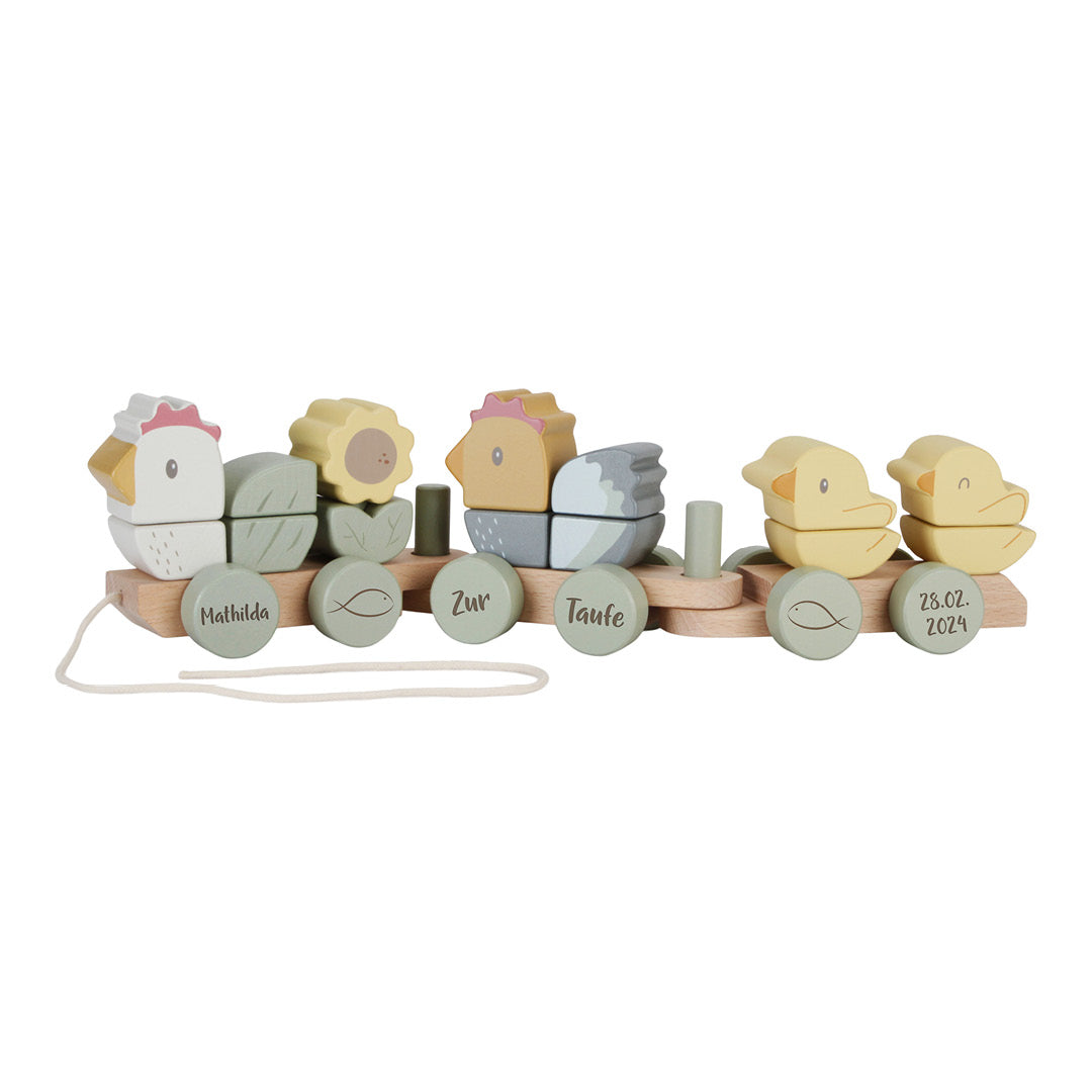 Wooden Train Chicken Little Farm "For Christening"