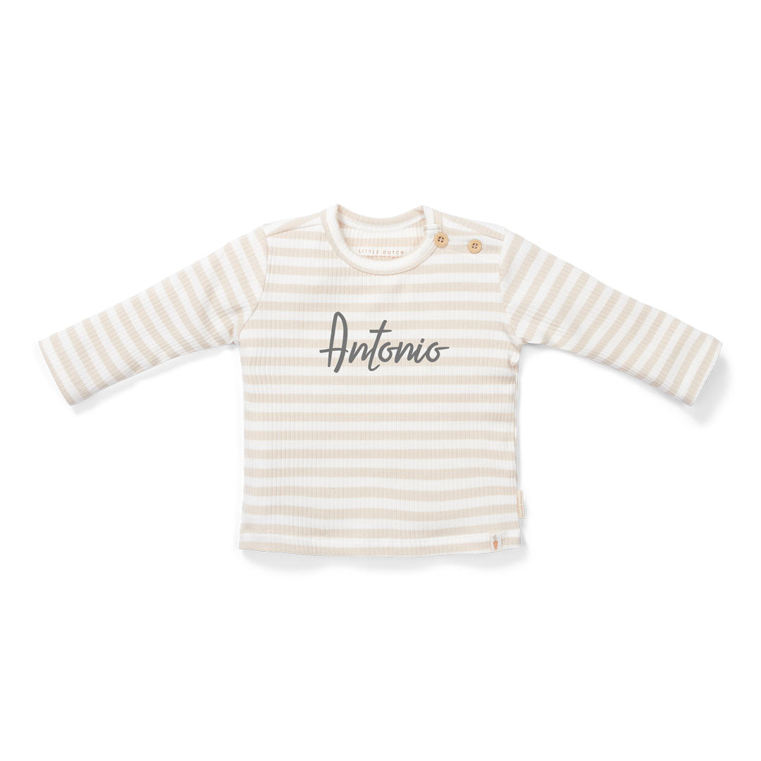 T-shirt long sleeve Stripe Sand/White | Little Dutch