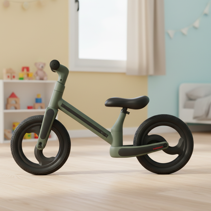 Manu foldable balance bike, green | Topmark