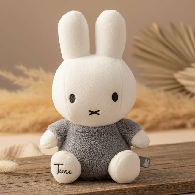 Fluffy blue bunny cuddly toy, 25 cm | Miffy x Tiamo