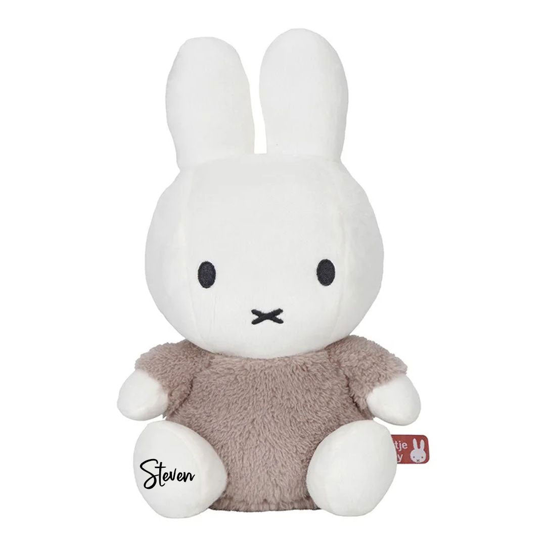 Fluffy Rabbit Cuddly Toy 25 cm, Taupe | Miffy x Tiamo