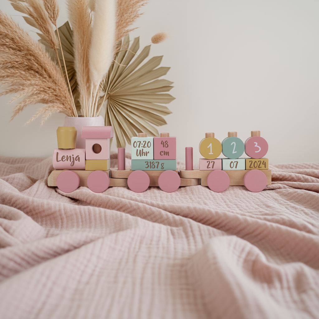 Personalized Wooden Train Fairy Garden – Gift for a Newborn