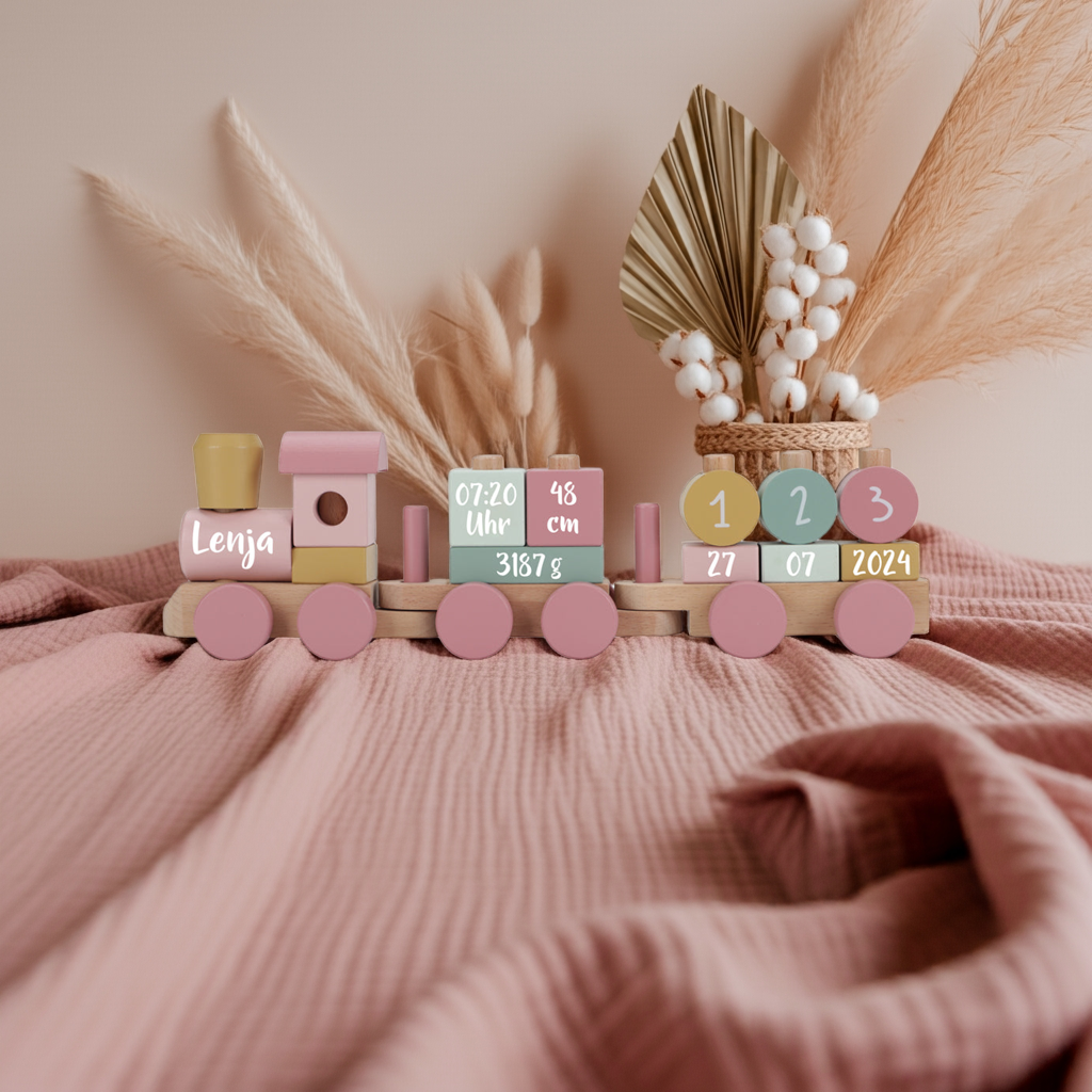 Personalized Wooden Train Fairy Garden – Gift for a Newborn