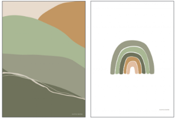 Poster A3 Horizont olive "double-sided print" | Little Dutch