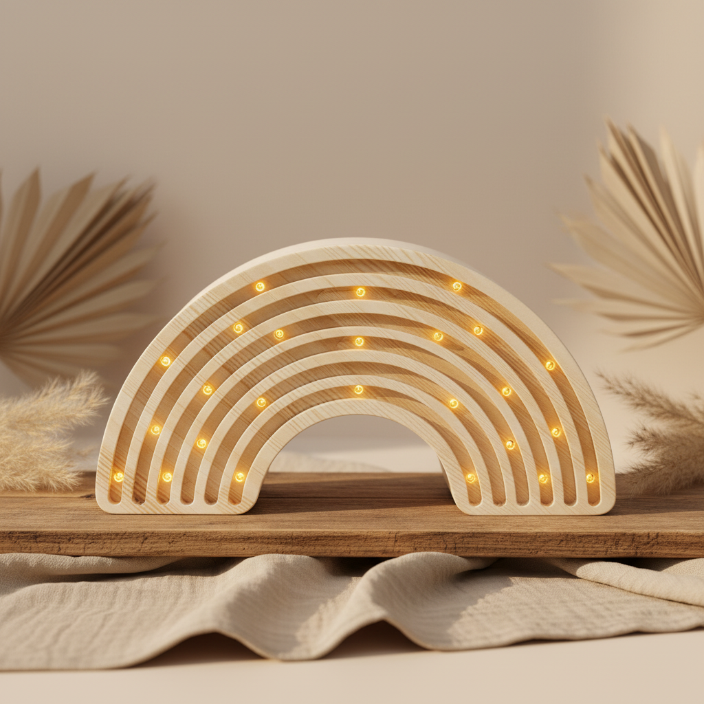 Rainbow Wooden Lamp | Little Lights