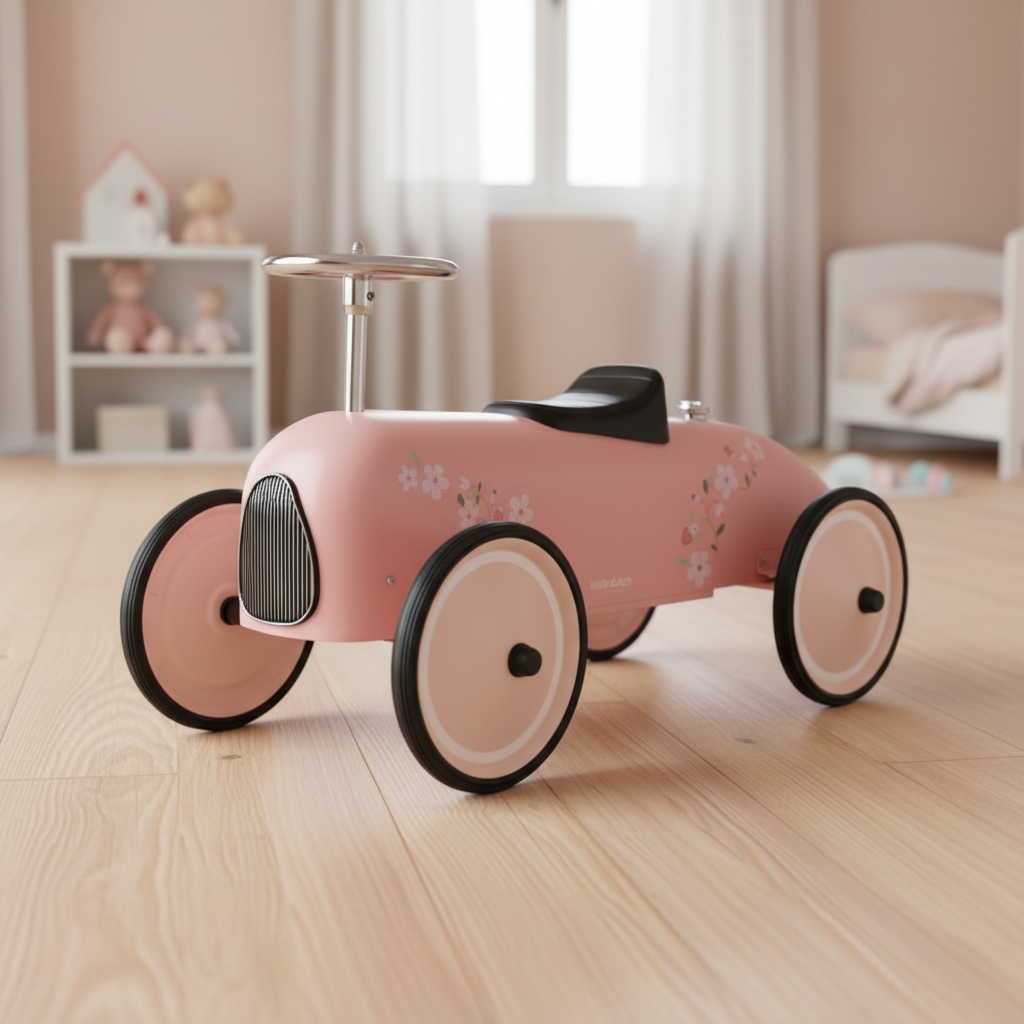 Retro Ride-On Car Pink | Little Dutch