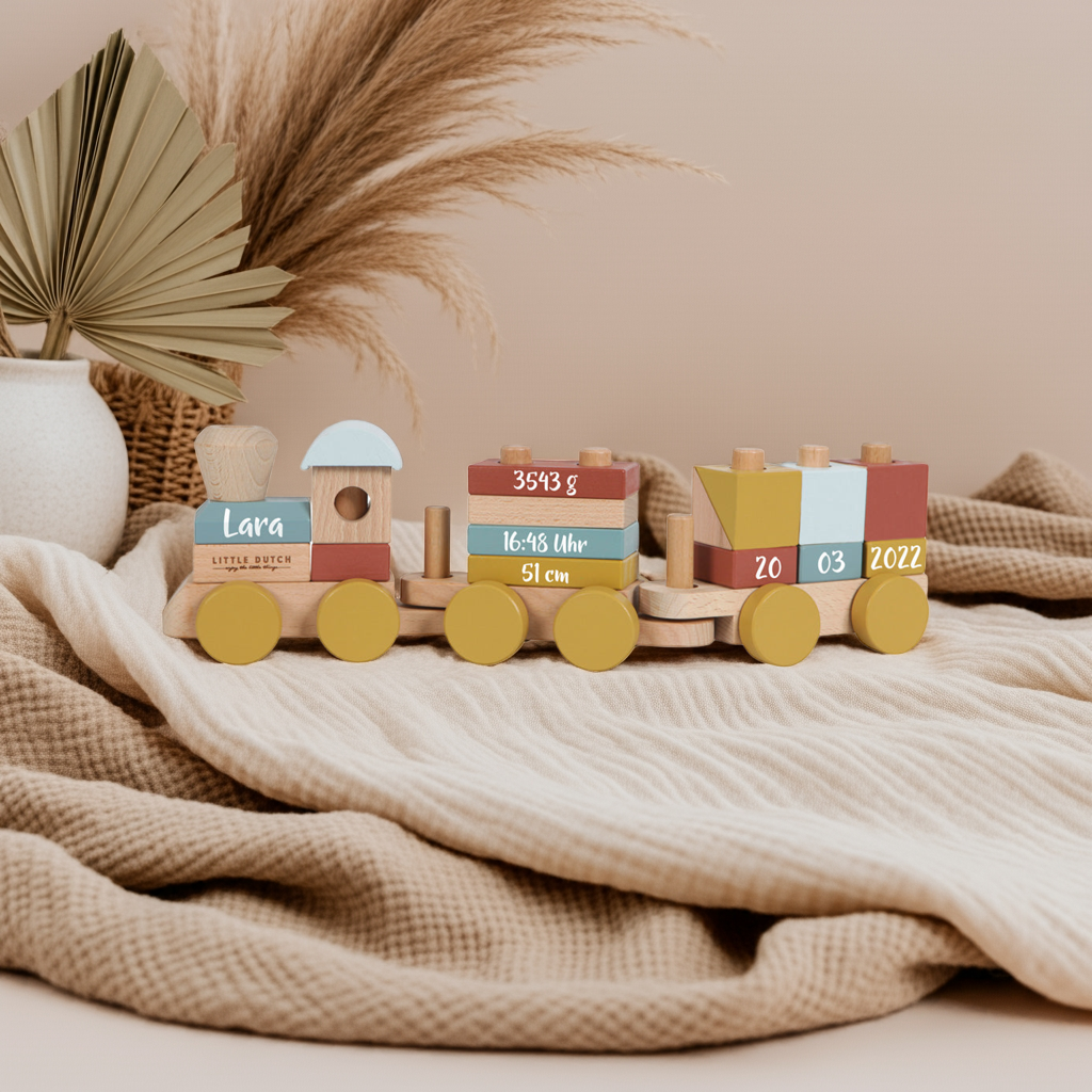 Holz-Zug Pure & Nature - Zur Geburt | Little Dutch