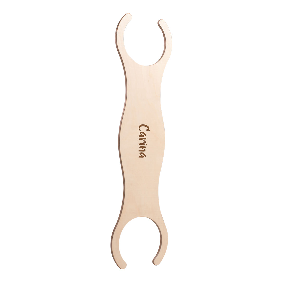 Personalized wooden Stapelboard in natural finish for creative balancing and building with stacking stones.