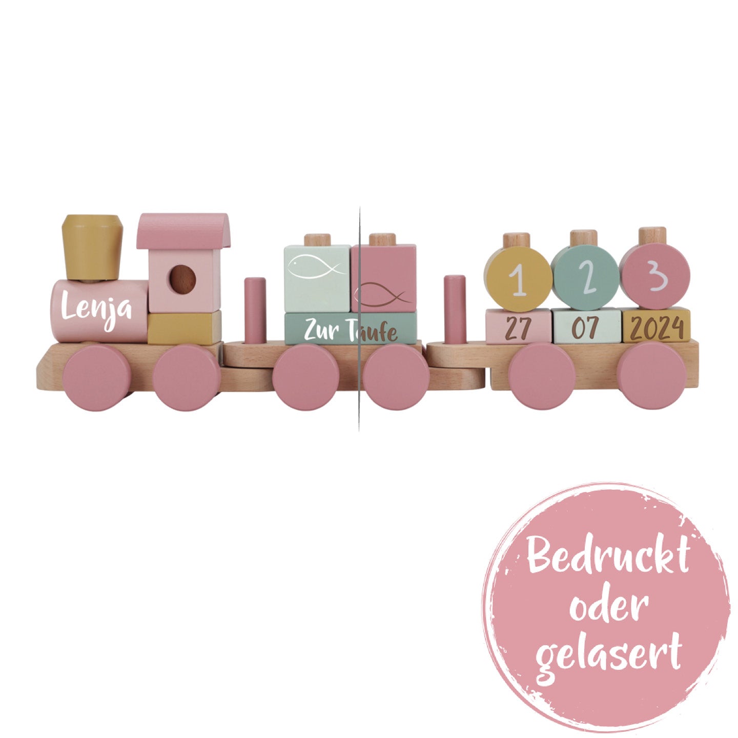 Wooden train Fairy Garden "For the christening"