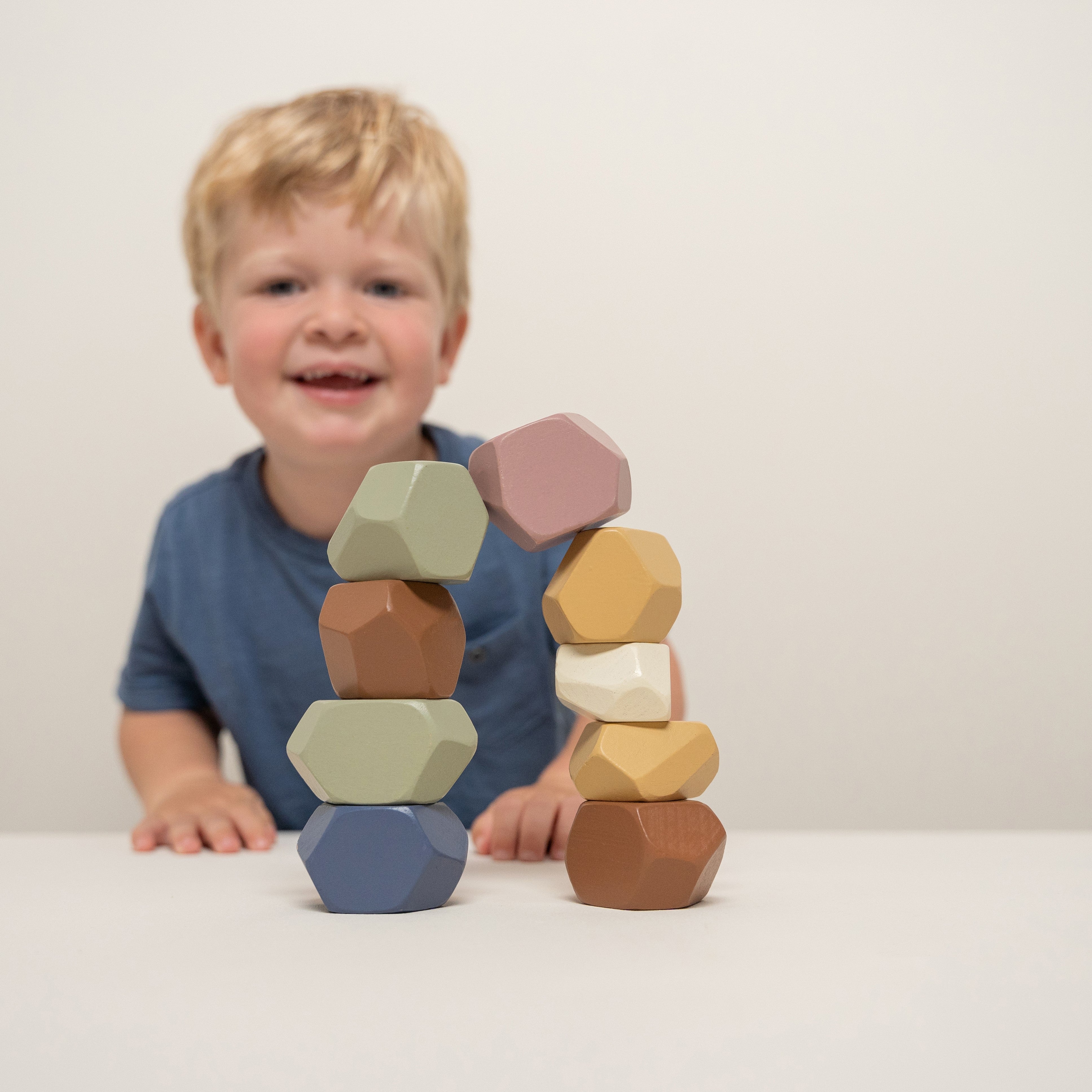 Balancing stones, stacking stones, wooden game, vintage
