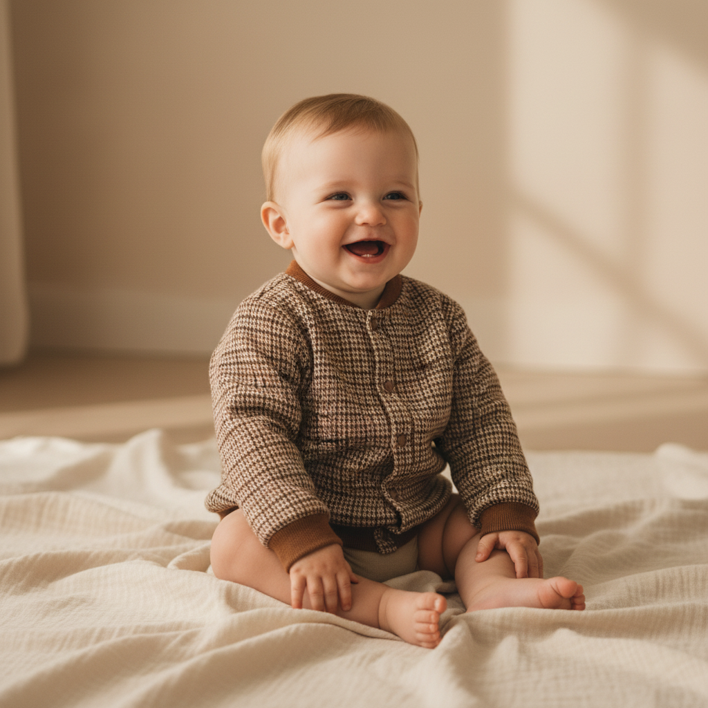 Green checked cardigan – Little Farm | Little Dutch