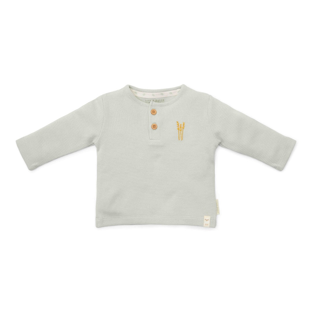 T-shirt long sleeve Waffle Soft Green – Little Farm | Little Dutch
