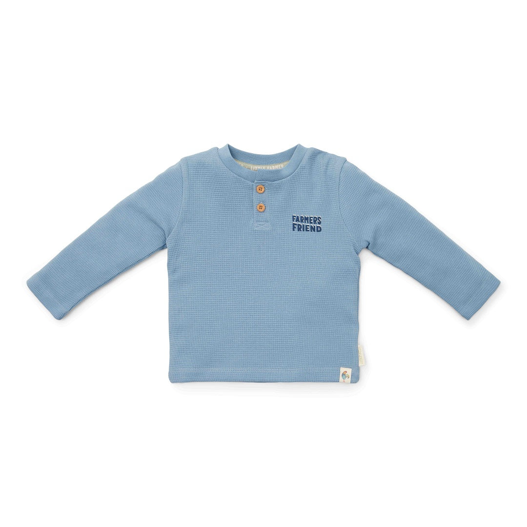 T-shirt long sleeve Waffle Ice Blue - Little Farm | Little Dutch