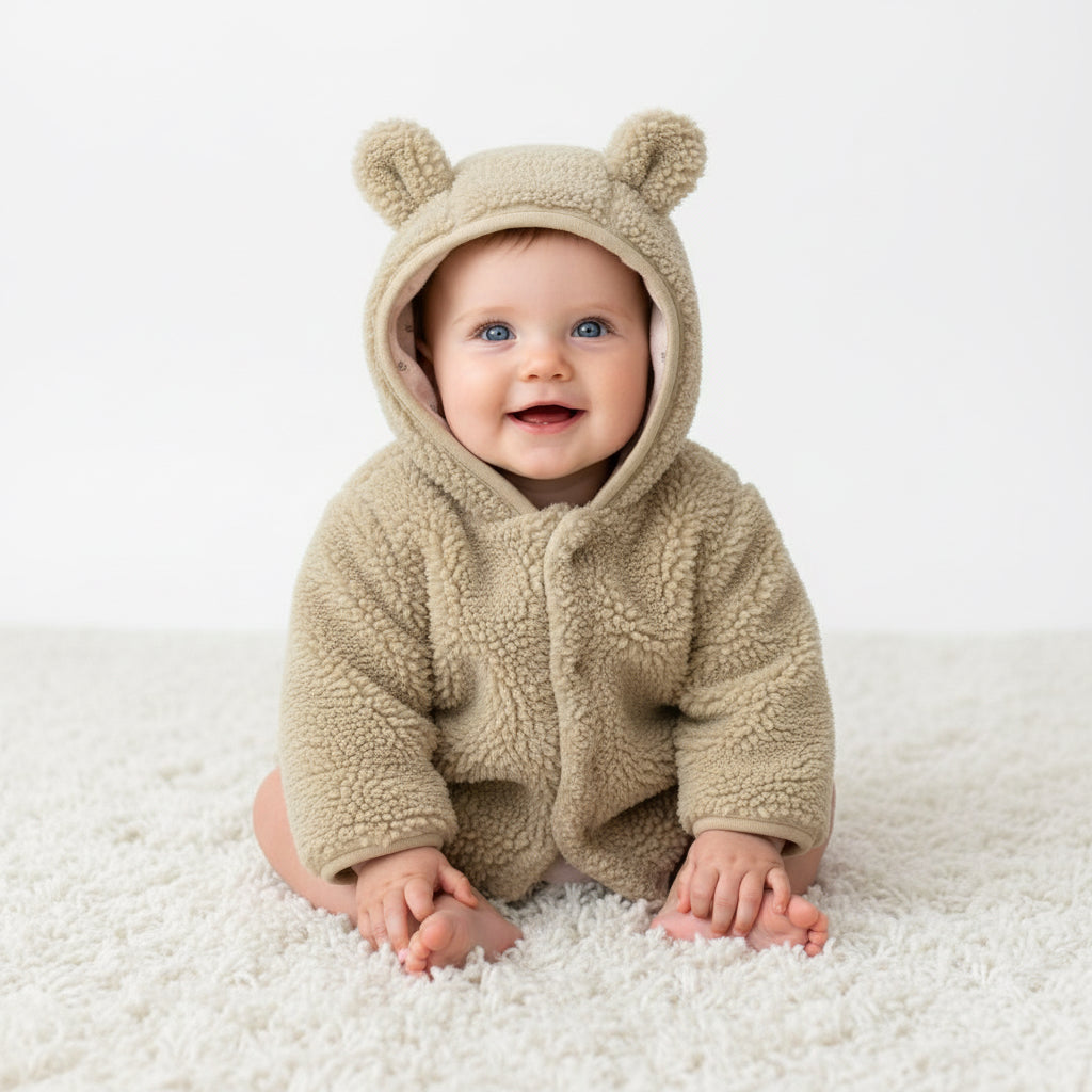 Teddy Jacket Soft Green - Newborn Winter Teddy | Little Dutch