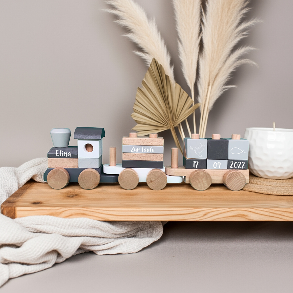 Wooden Train Exclusive Edition - For Baptism - Printed