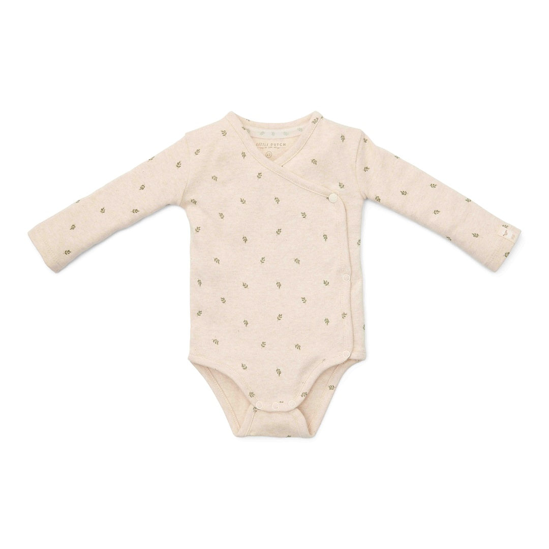 Long-sleeved wrap bodysuit Green Leaves - Little Farm | Little Dutch