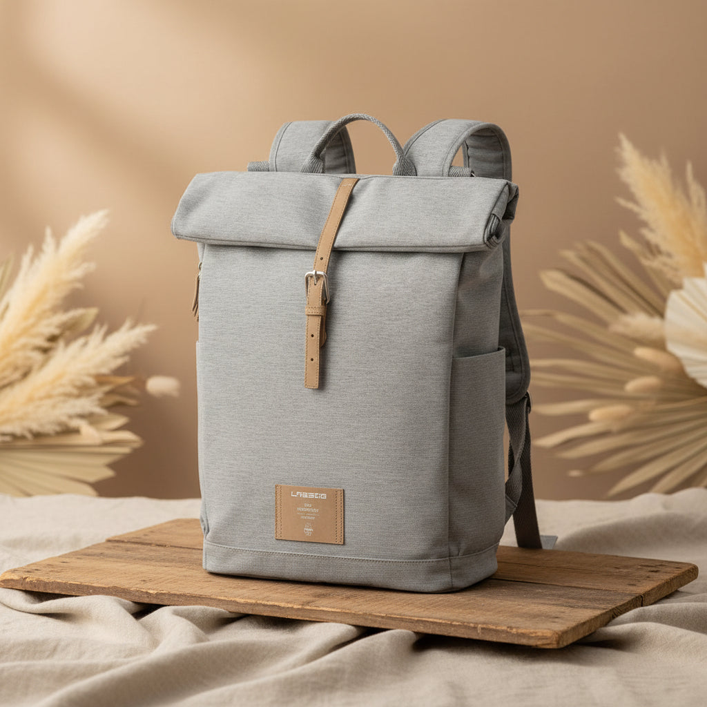 Changing Backpack - Rolltop Backpack, Grey Mélange (Limited Edition) | Lässig