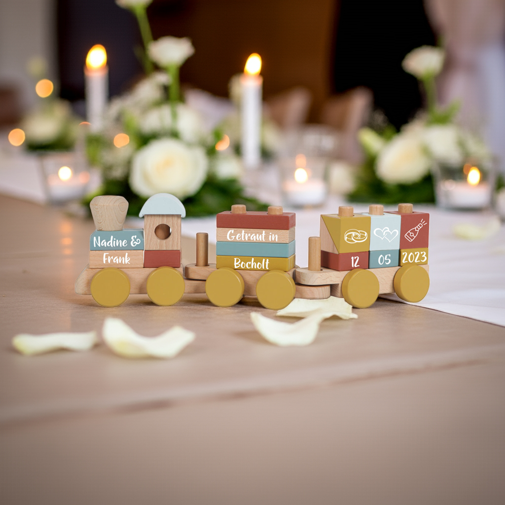 Holz-Zug Pure & Nature - Zur Hochzeit - bedruckt | Little Dutch