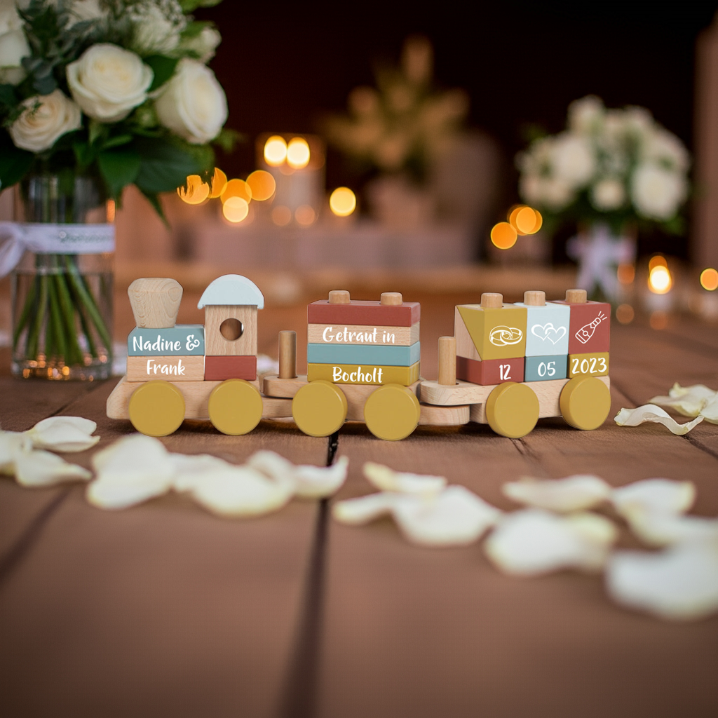Wooden train Pure &amp; Nature - For weddings - printed