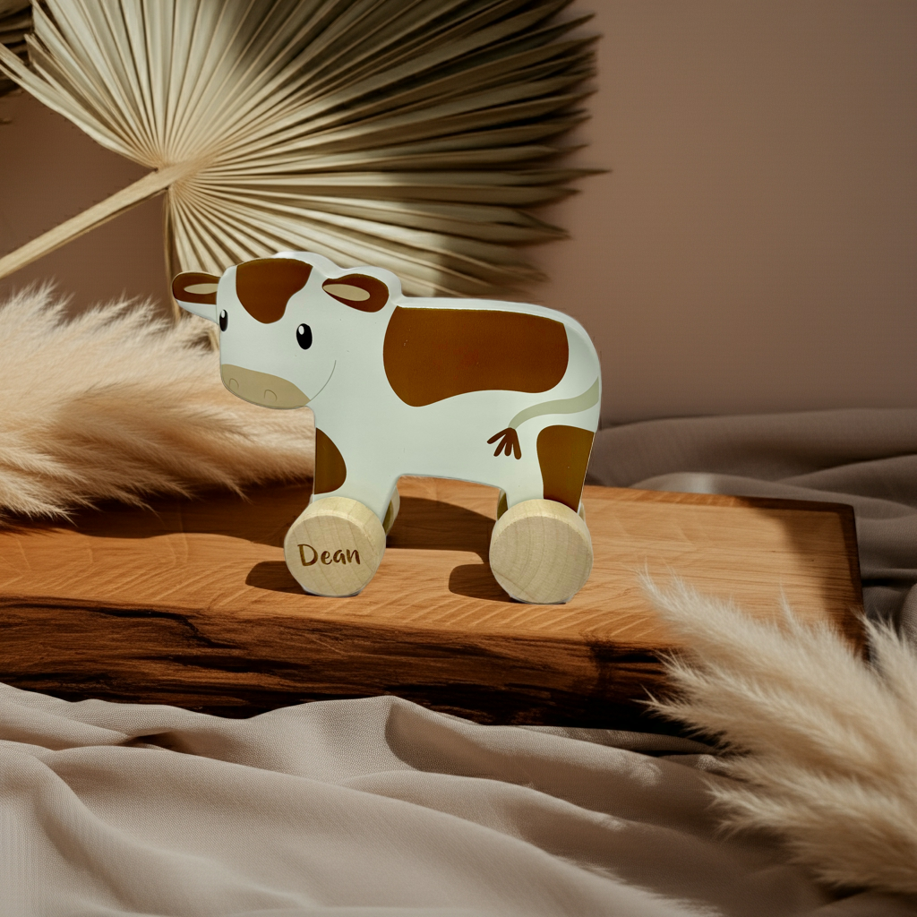 Rollende Farm Kuh aus Holz | Little Dutch