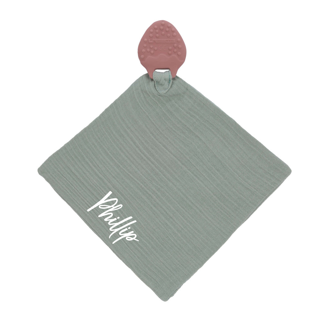 Comforter with teething aid, rubber, pink/mint | Lässig